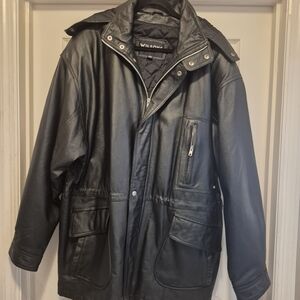 Wilson's Black Leather Hooded Women's XL Jacket/ Coat